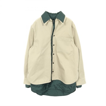 BOTTEGA VENETA Layered Shirts Tops cotton Viscose Beige Green Used mens size 44