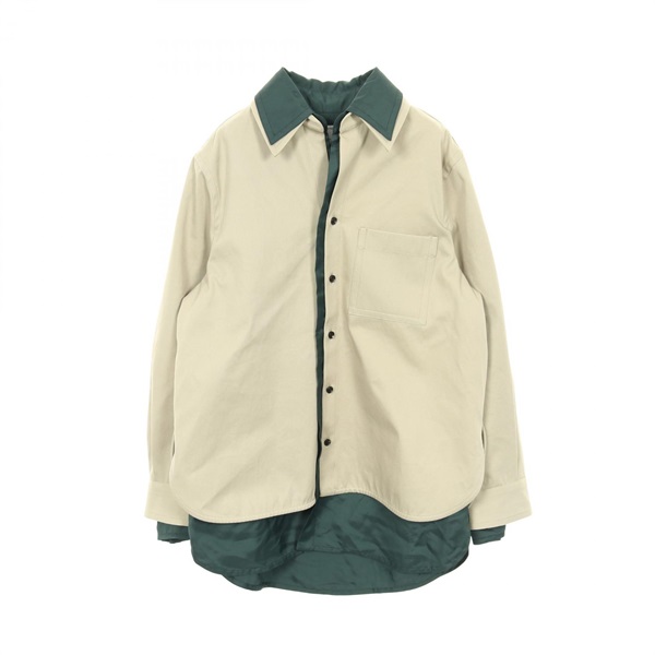 BOTTEGA VENETA Layered Shirts Tops cotton Viscose Beige Green Used mens size 44