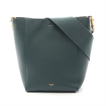 CELINE Sangle Bucket small Shoulder Bag 189303 leather Green Used Women