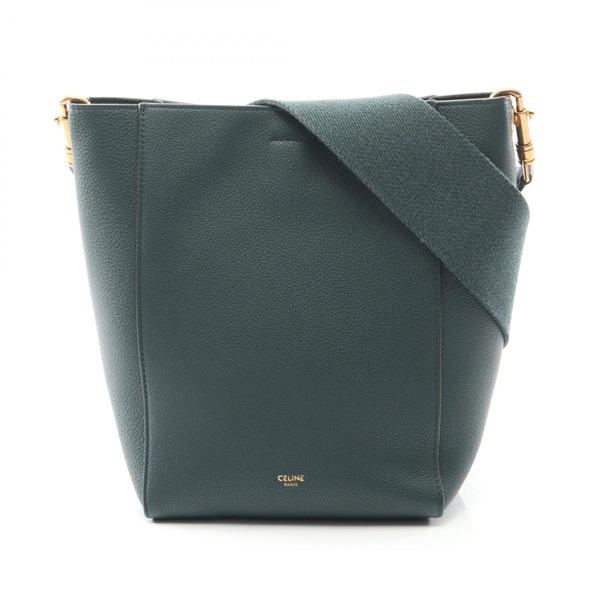 CELINE Sangle Bucket small Shoulder Bag 189303 leather Green Used Women