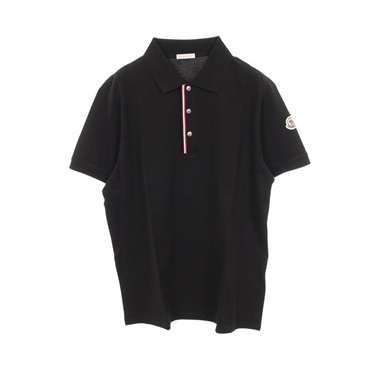 MONCLER Polo T-shirt Short sleeved Top cotton Black Used mens size L