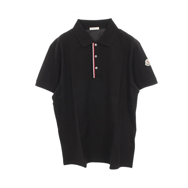 MONCLER Polo T-shirt Short sleeved Top cotton Black Used mens size L