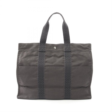 HERMES Herline GM Tote Bag canvas Nylon canvas Gray Used unisex SHW
