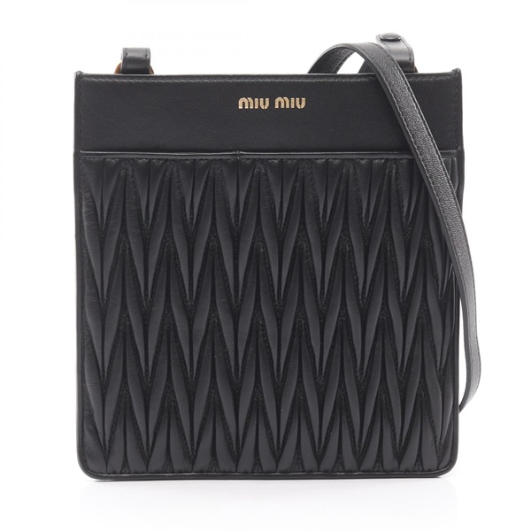 Miu Miu MATELASSE' Shoulder crossbody Bag DNP062 leather Black Used Women