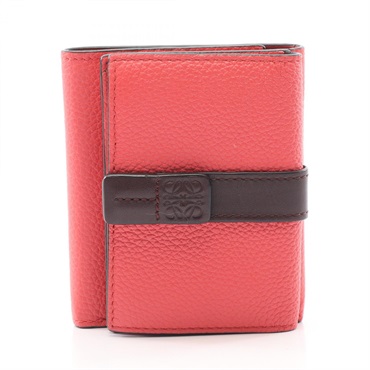 LOEWE Trifold wallet purse leather Pink Brown Used Women