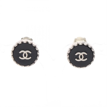 CHANEL COCO Mark clip Earring Stainless Steel Black Used