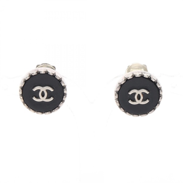 CHANEL COCO Mark clip Earring Stainless Steel Black Used