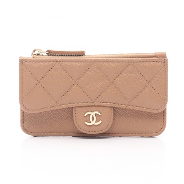 CHANEL Classic coin purse compact wallet AP2570 leather Calfskin brown Used GHW
