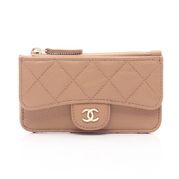 CHANEL Classic coin purse compact wallet AP2570 leather Calfskin brown Used GHW