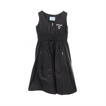 PRADA Re-Nylon Sleeveless Dress 230698 Nylon Black logo Used Women #36