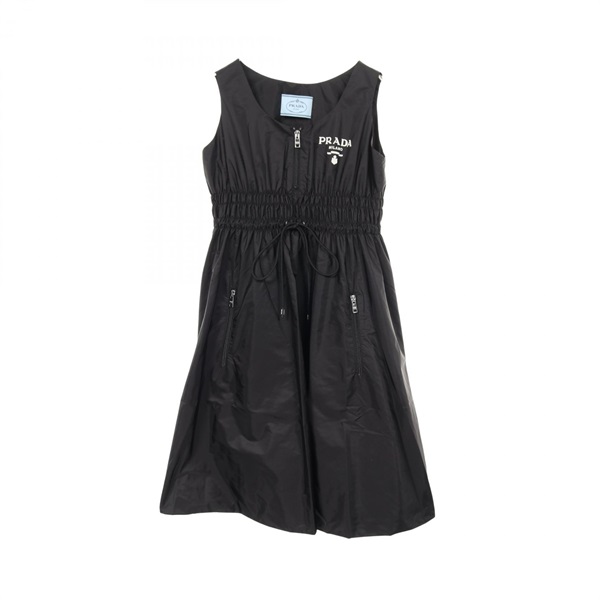 PRADA Re-Nylon Sleeveless Dress 230698 Nylon Black logo Used Women #36