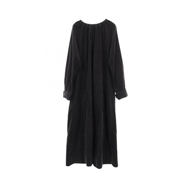 Drawer Corduroy gathered neck maxi Dress #38 cotton Black Used Women