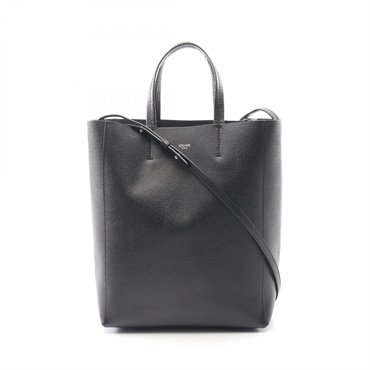 CELINE Vertical Small Cabas Shoulder Tote Bag 189813 leather Black Used Women
