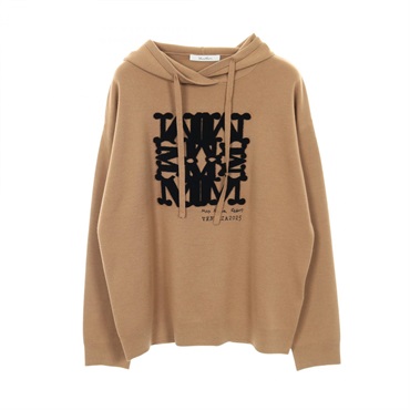 MAX MARA Sfinge Knitwear Hoodie wool Brown Used Women size S logo