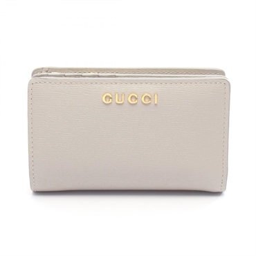 GUCCI SCRIPT Bi-fold zip purse wallet 772640 leather Gray Used Women