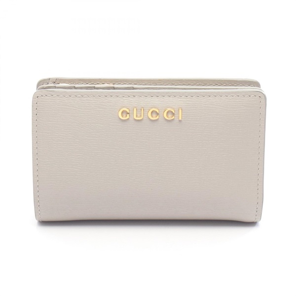 GUCCI SCRIPT Bi-fold zip purse wallet 772640 leather Gray Used Women