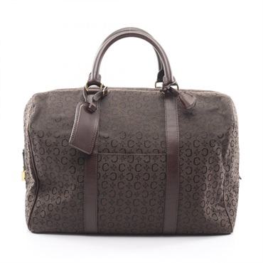CELINE C saluki Hand bag canvas leather Brown Used Women