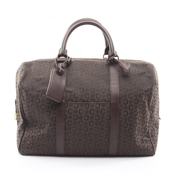 CELINE C saluki Hand bag canvas leather Brown Used Women