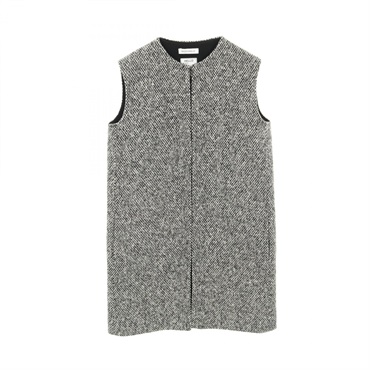 MADISONBLUE Tweed long gilet Vest wool Black Gray Used Women size M