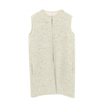 MADISONBLUE Tweed long gilet Vest wool Beige Gray Used Women size M