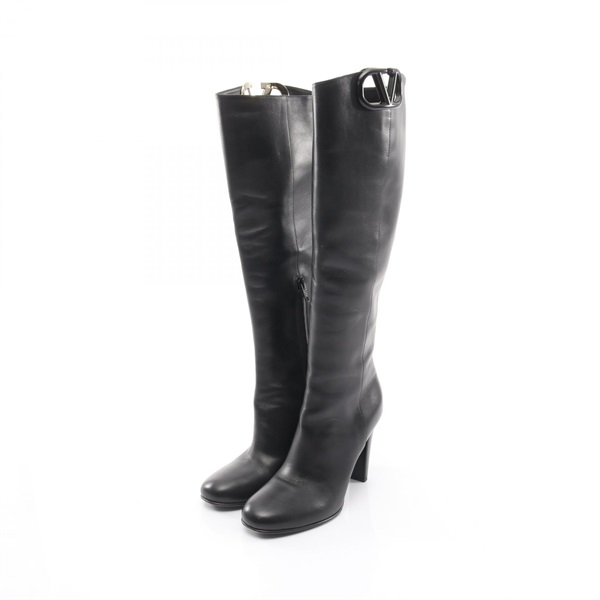 Valentino Garavani V logo boots leather Black #36.5 Used Women