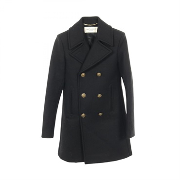 SAINT LAURENT PARIS Pea Coat wool Black #34 Used Women