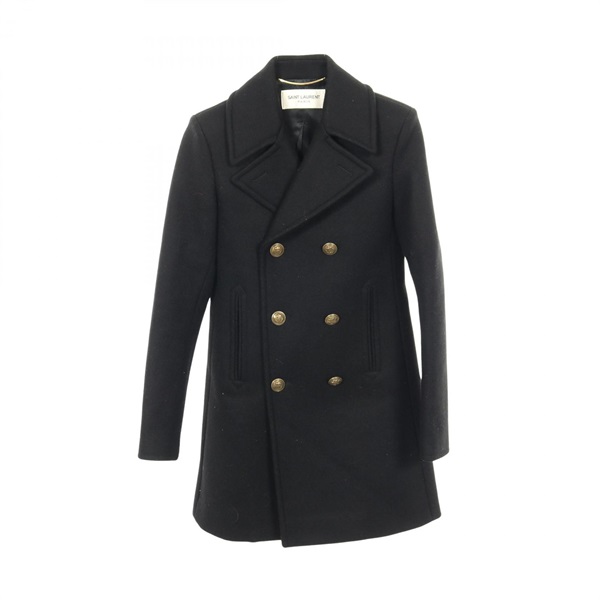 SAINT LAURENT PARIS Pea Coat wool Black #34 Used Women