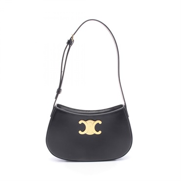 CELINE Medium Tilly Triomphe Shoulder Bag 115703BF438SI leather Black Used Women