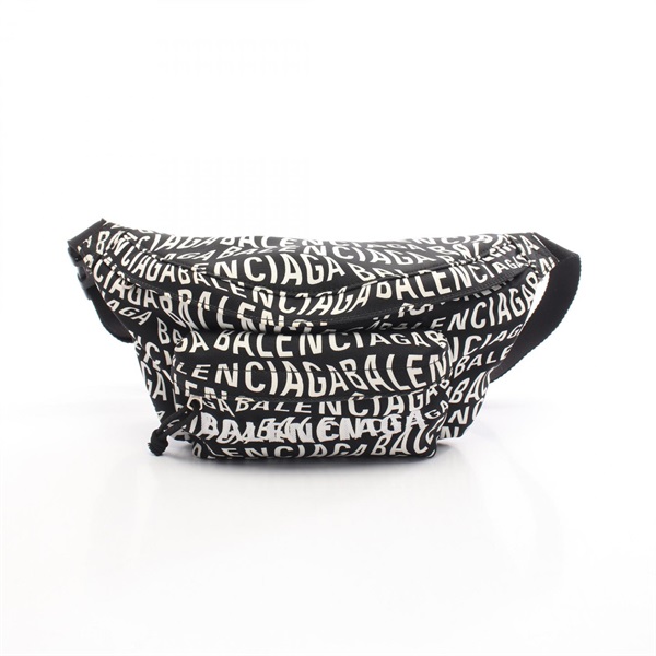 BALENCIAGA WHEEL BELT PACK Waist Bum Bag 533009 Nylon Black White Used mens