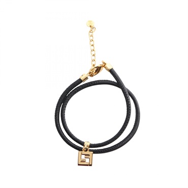 FENDI FOREVER Bracelet Gold Plated leather Black Used Women