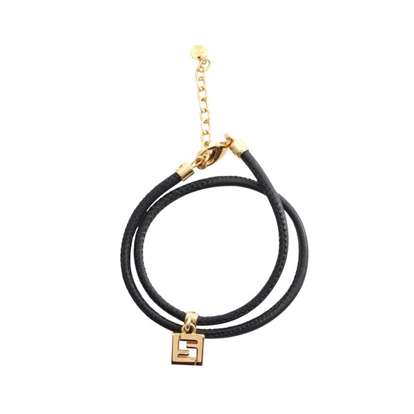 FENDI FOREVER Bracelet Gold Plated leather Black Used Women