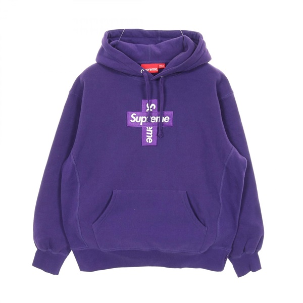Supreme Cross Box Logo Hooded Sweatshirt /Hoodie cotton Purple #S Used mens