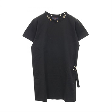 LOUIS VUITTON Dress #M short sleeves tunic cotton Black Used Women