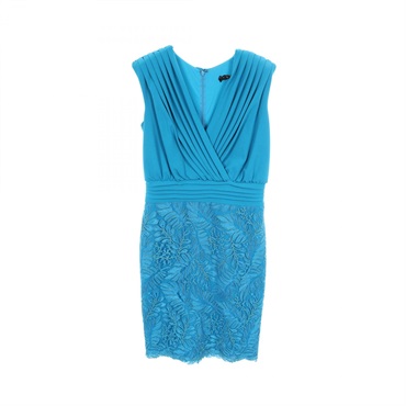 TADASHI SHOJI Short Cocktail Lace Pleated Dress CHU25413M poly Used Women #4