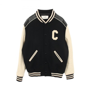 CELINE classic Teddy jacket Studium Jumper Wool Black Beige Used mens size 52