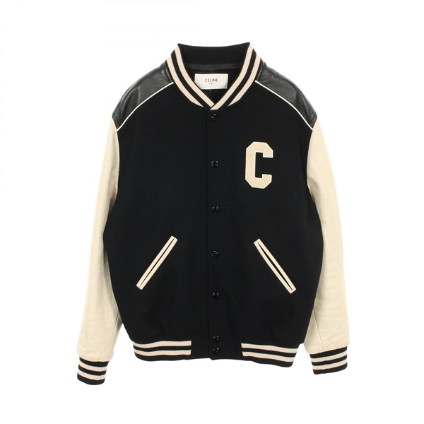 CELINE classic Teddy jacket Studium Jumper Wool Black Beige Used mens size 52