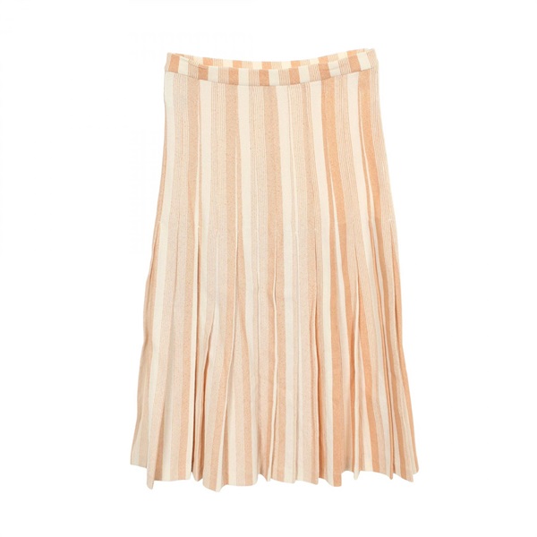 JIL SANDER Pleated skirt cotton White Orange #36 Used Women