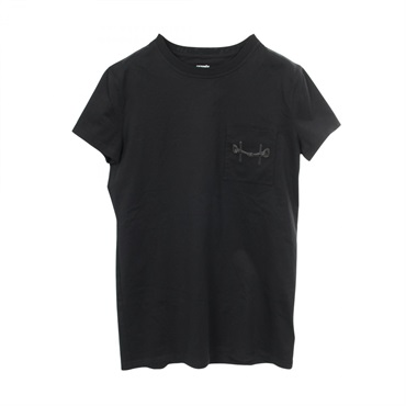 HERMES Horsebit Dress #38 T shirt short sleeves cotton Black Used Women