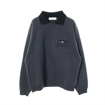 TOGA VIRILIS POLO COLLAR SWEATSHIRT sweat cotton Gray Black #44 Used mens