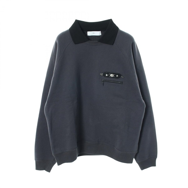 TOGA VIRILIS POLO COLLAR SWEATSHIRT sweat cotton Gray Black #44 Used mens