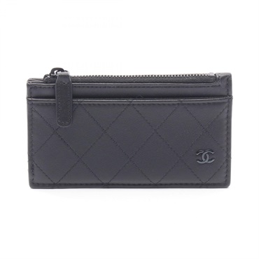 CHANEL Matelasse coin purse AP3823 leather Black Used Women CC