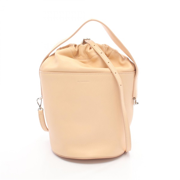 JIL SANDER Bucket Shoulder Crossbody Handbag leather Beige Used Women