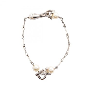 Salvatore Ferragamo Gancini Bracelet Stainless Steel Artificial pearl Used Women