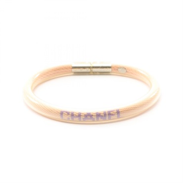 CHANEL Sport Line Logo Tube Bangle Bracelet rubber Pink Used Women CC Coco