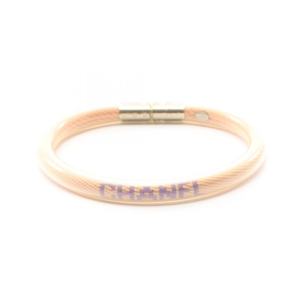 CHANEL Sport Line Logo Tube Bangle Bracelet rubber Pink Used Women CC Coco