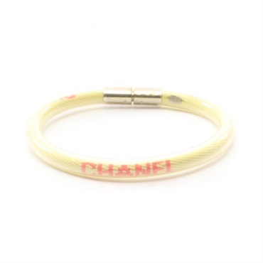 CHANEL Sport Line Logo Tube Bangle Bracelet rubber Yellow Used Women Coco CC