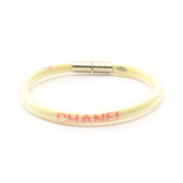 CHANEL Sport Line Logo Tube Bangle Bracelet rubber Yellow Used Women Coco CC