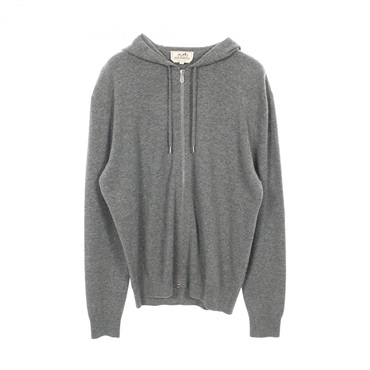 HERMES Chaine dAncre zip-up knitwear #M Hoodie cashmere Gray Used mens