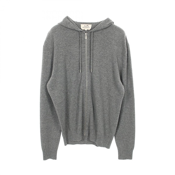 HERMES Chaine dAncre zip-up knitwear #M Hoodie cashmere Gray Used mens