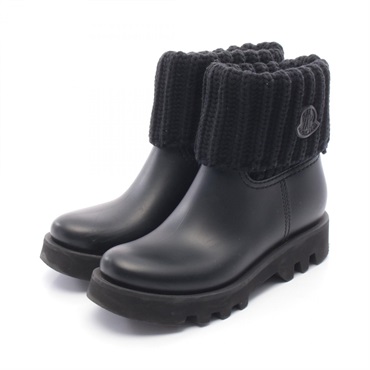 MONCLER GINETTE Rain Boots shoes Fabric rubber Black #36 Used Women